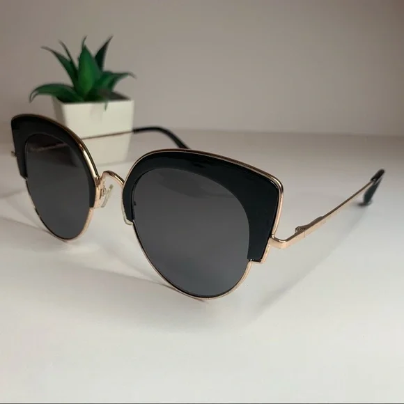 Gold/Black Cat Eye Sunglasses - Picture 7 of 11